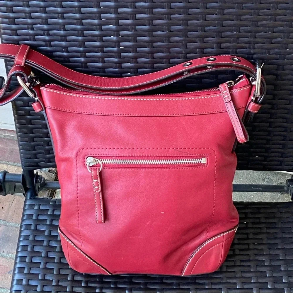 Coach Red Leather Bucket Bag, Small - Picture 3 of 9